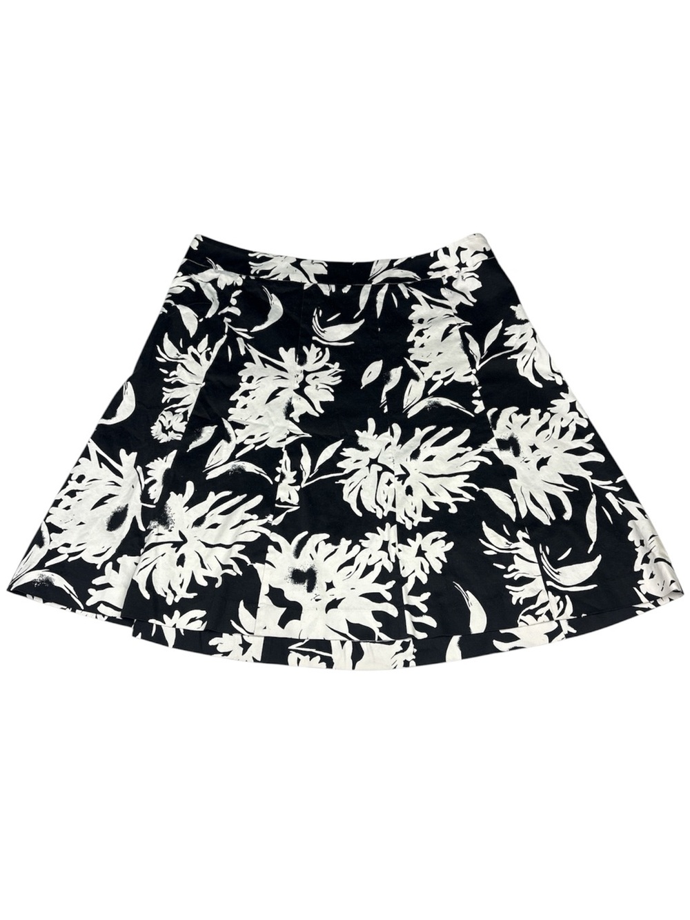 Lane Bryant Women Size 18 Skirt A-Line Black White Floral Tropical Cotton Blend